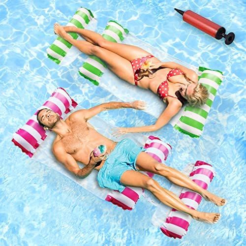 2-Packs Pool Floats Adult Size - 70" 4-In-1 Pool Floaties with Air Pump, Multi-Purpose Pool Float... | Amazon (US)