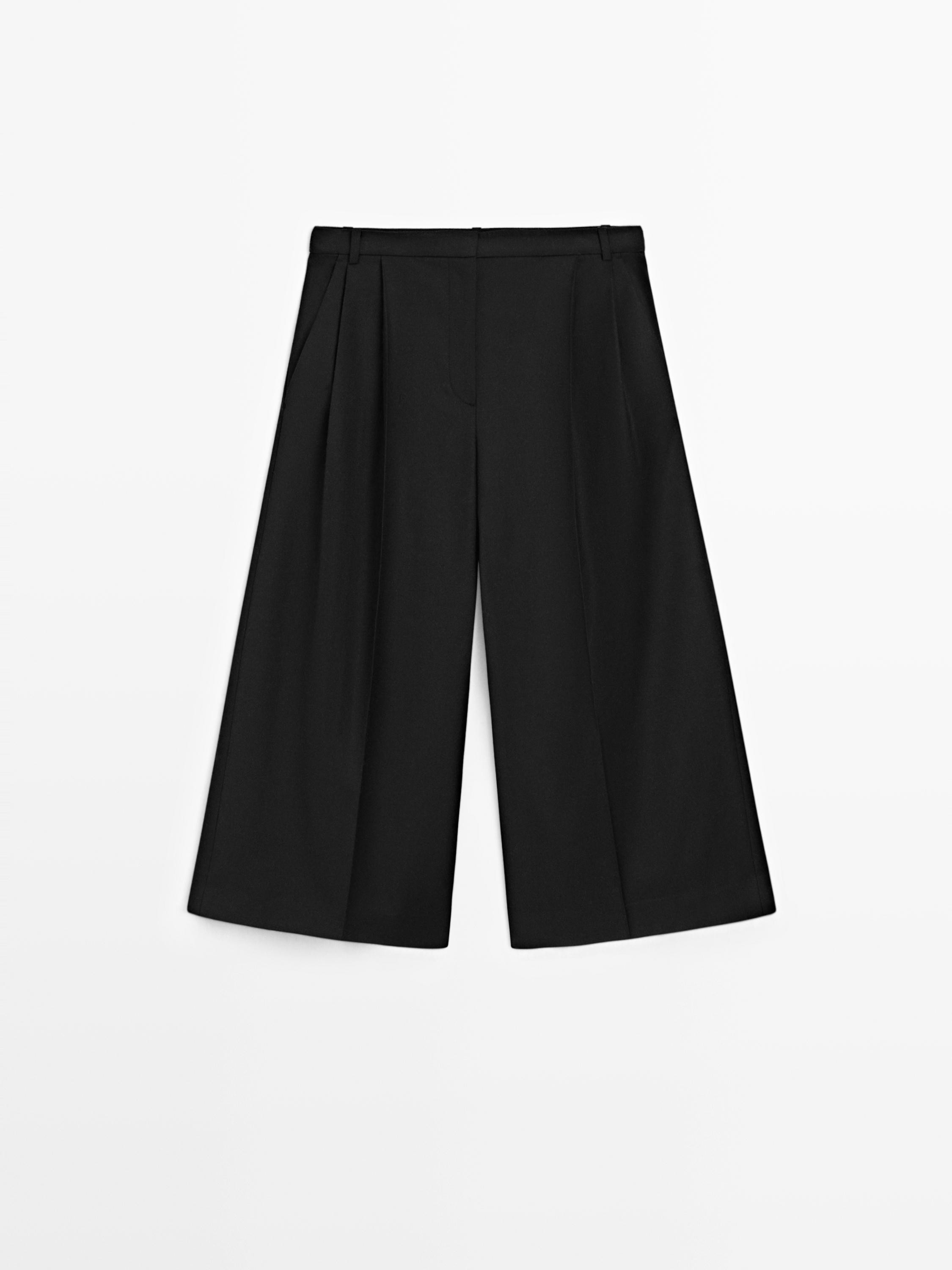 Long flannel Bermuda shorts with darts | Massimo Dutti UK