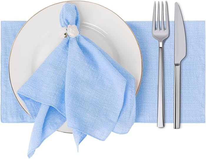 Cloth Napkin Set of 12, Blue Cotton Napkins Cloth, Dinner Napkins for Wedding, Dinner, Party, Dai... | Amazon (UK)