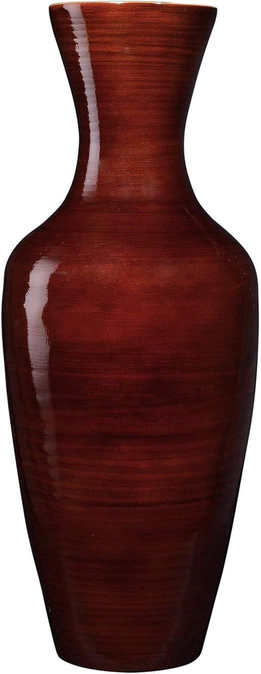VILLACERA Handcrafted 18” Tall Brown Jar Vase for Silk Plants, Flowers, Filler Decor | Sustaina... | Amazon (US)