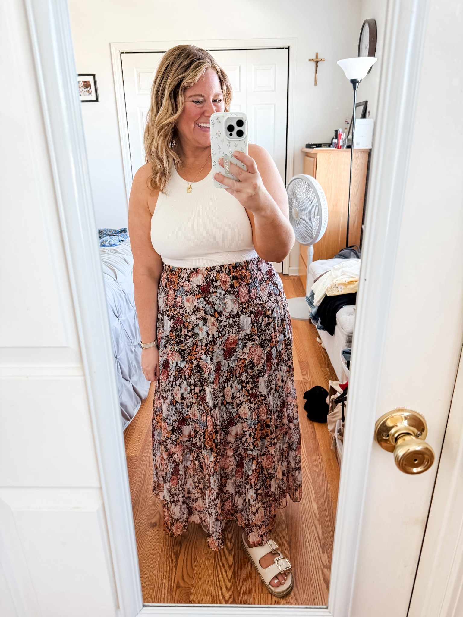 My favorite maxi skirt! Wearing it with a high neck tank here for summer!  XL in both.  Tank has a built in bra and then I just use my cakes!

#LTKSeasonal #LTKFindsUnder50 #LTKMidsize