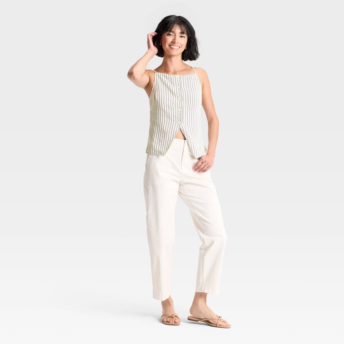 Women's Linen Blend Button Front Vest - A New Day™ | Target