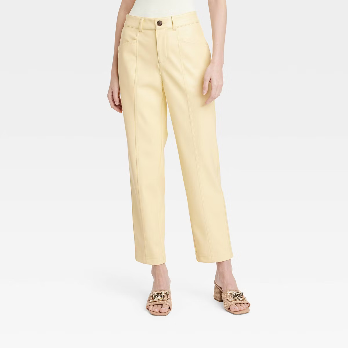 Women's High-Rise Faux Leather Ankle Trousers - A New Day™ | Target