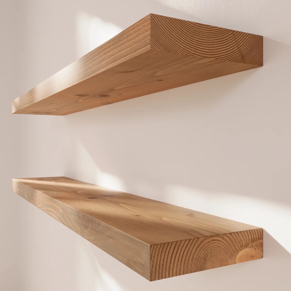 Solid Wood Floating Shelves, Wooden Shelves for Wall Storage (Set of 2) | Wayfair North America