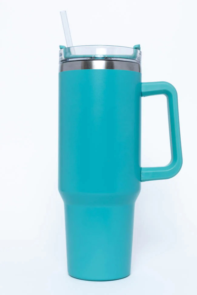 Sippin' Pretty Aqua 40 oz Drink Tumbler With Lid And Straw DOORBUSTER | Pink Lily