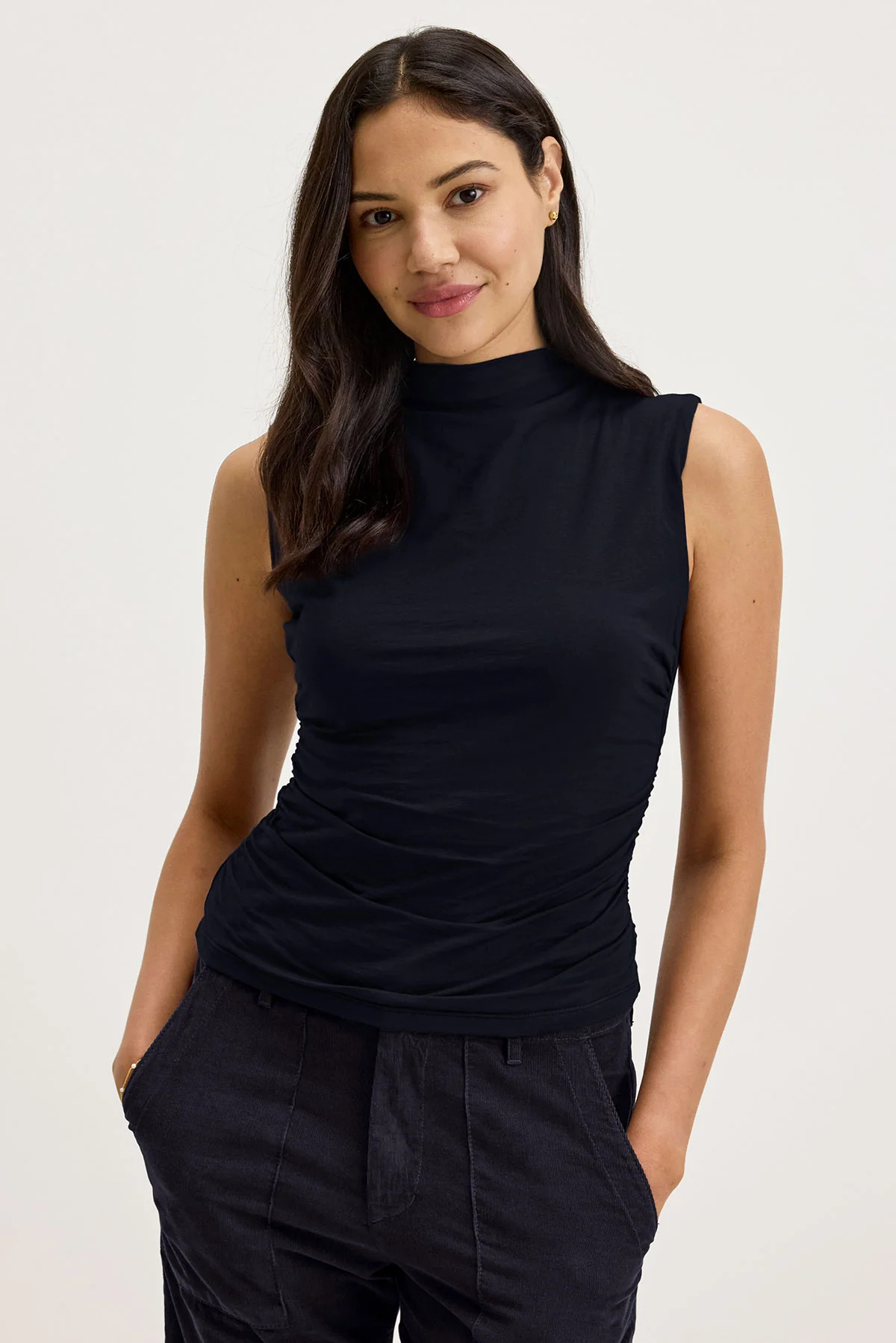 MADELINE GAUZY WHISPER FITTED MOCK NECK TANK TOP | Velvet by Graham & Spencer