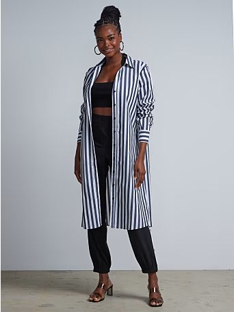 striped maxi button-front - ny&c madison shirt® | New York & Company