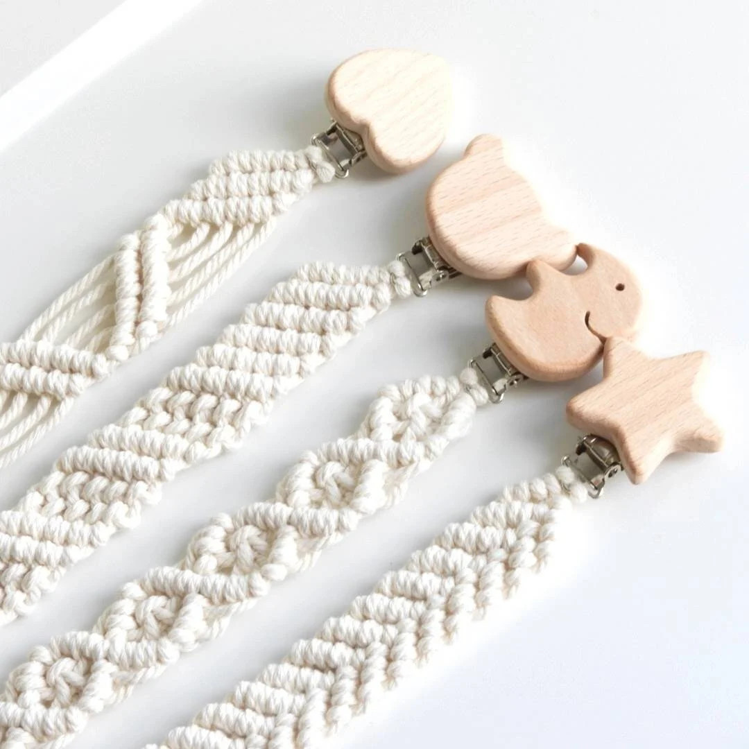 Macrame Soother chain, Pacifier clips holder, Macrame chain, Newborn gift, Macrame dummy clip, Ba... | Etsy (US)