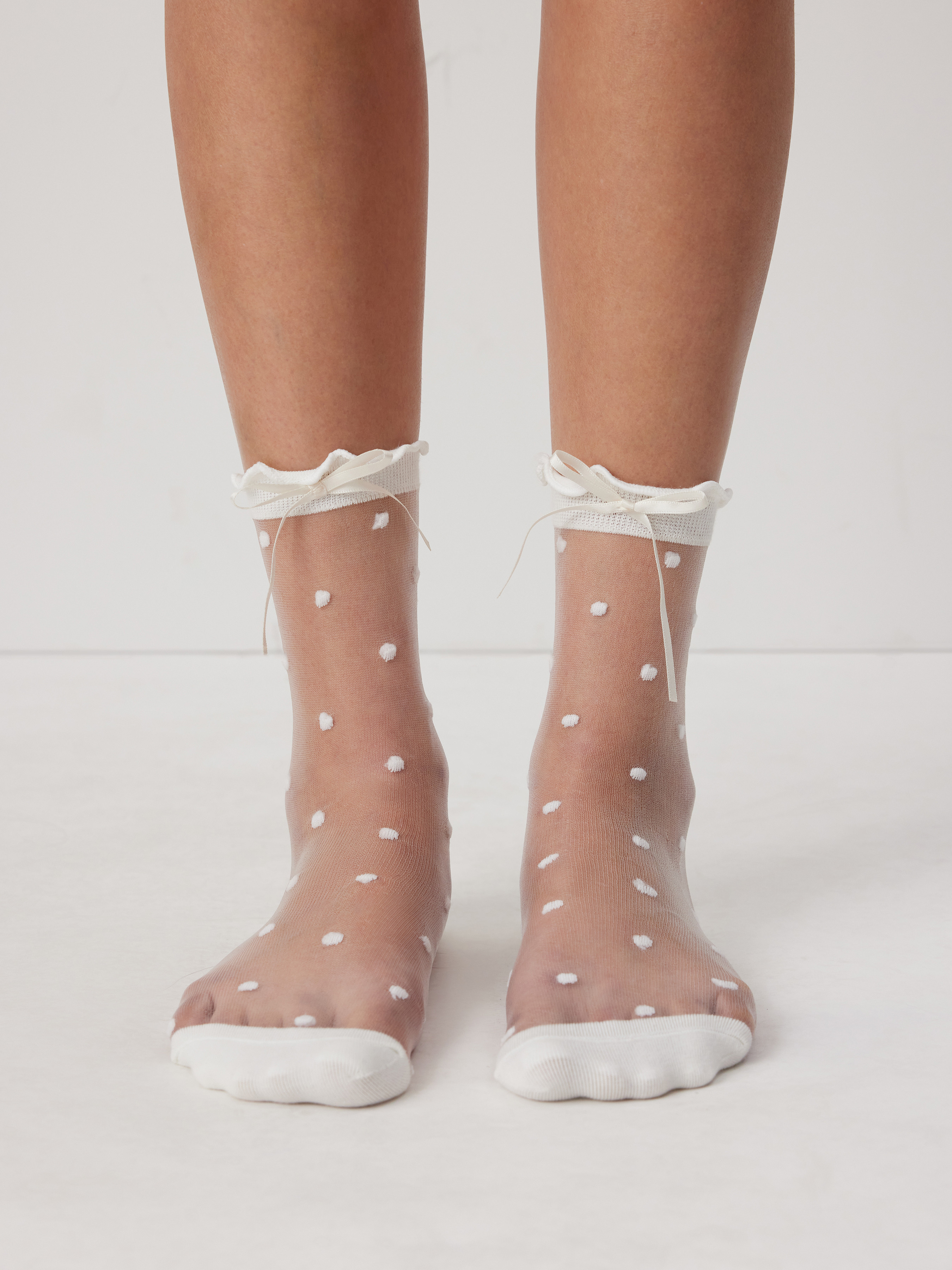 POLKA DOT & BOWKNOT CREW SOCKS  For Daily Casual | Cider