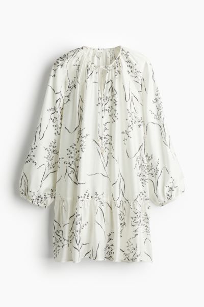 Tie-detail dress - White/Floral - Ladies | H&M GB | H&M (UK, MY, IN, SG, PH, TW, HK)