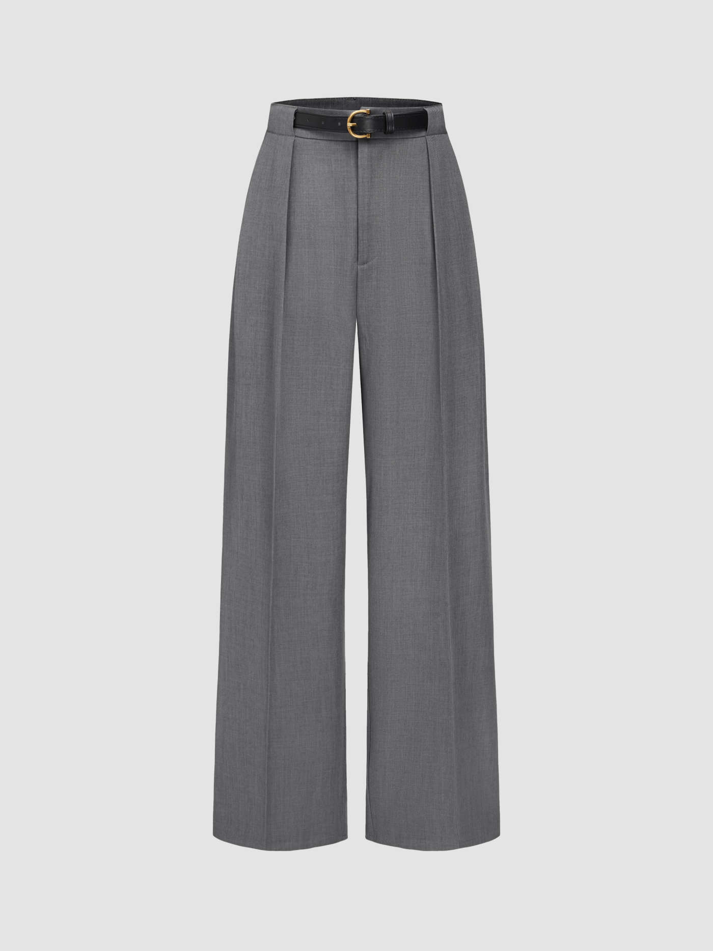 Pantalón recto de tiro medio sólido con cinturón | Cider