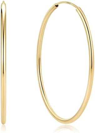 ChicSilver Hypoallergenic 925 Sterling Silver Hoop Earrings for Women, Lightweight Large Gold Pla... | Amazon (CA)