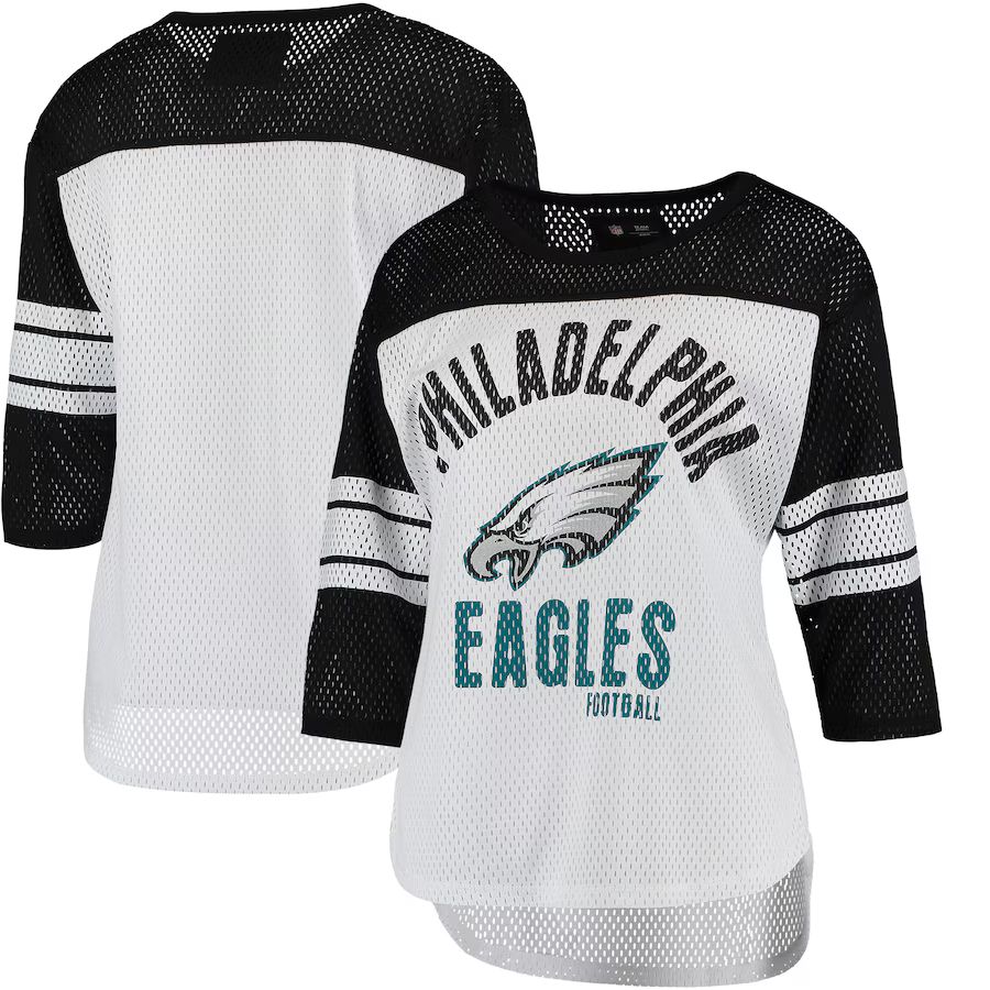 Women's Philadelphia Eagles G-III 4Her by Carl Banks White/Black First Team Three-Quarter Sleeve ... | NFL Shop