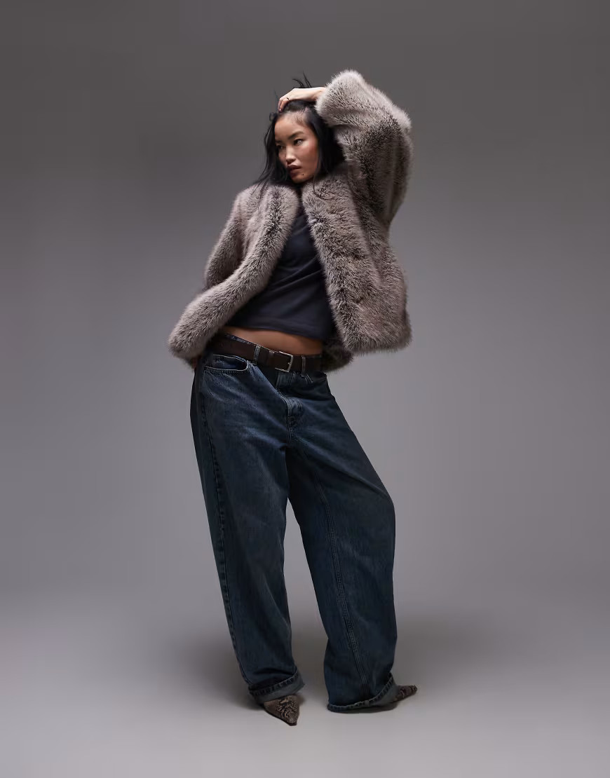 & Other Stories faux fur belted wrap coat in light brown | ASOS (Global)