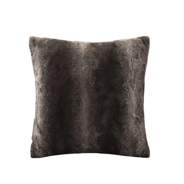 Madison Park Marselle Luxurious Faux Fur 25x25 Inch Euro Pillow 4 Color Options - Chocolate | Bed Bath & Beyond