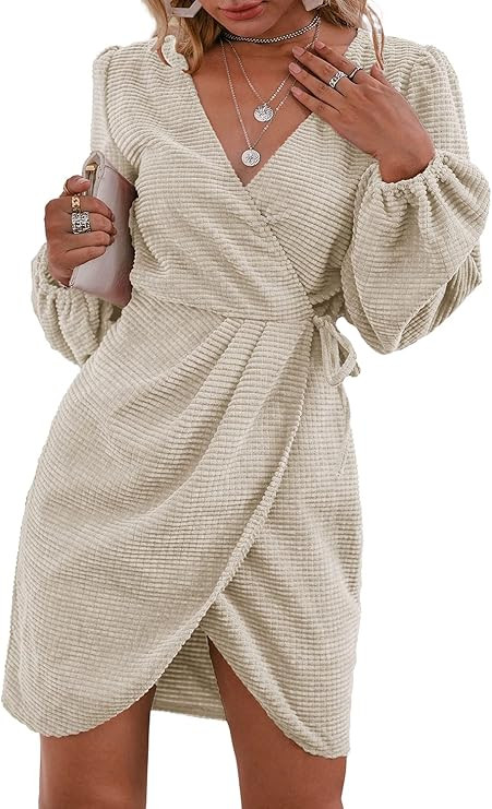 BerryGo Women's Long Sleeve Wrap Semi Formal Velvet Mini Dress Sexy Cocktail Party Winter Club Dr... | Amazon (US)