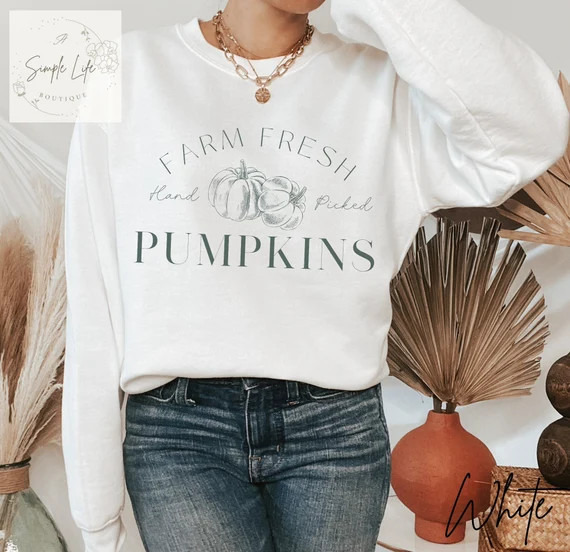 Farm Fresh Pumpkins Sweatshirt  Hand Picked Pumpkin Crewneck - Etsy | Etsy (US)