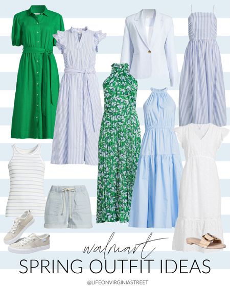 The cutest new spring outfit finds from Walmart! Loving this striped flutter sleeve dress, green belted shirtdress, seersucker blazer, halter dress, eyelet dress, drawstring shorts, cute sandals and more!
.
#ltkfindsunder50 #ltkfindsunder100 #ltkover40 #ltkwedding #ltkworkwear #ltksalealert #ltkshoecrush #ltkmidsize #ltkstyletip preppy style, work outfits, wedding guest dress, graduation dress

#LTKSeasonal #LTKworkwear #LTKfindsunder50