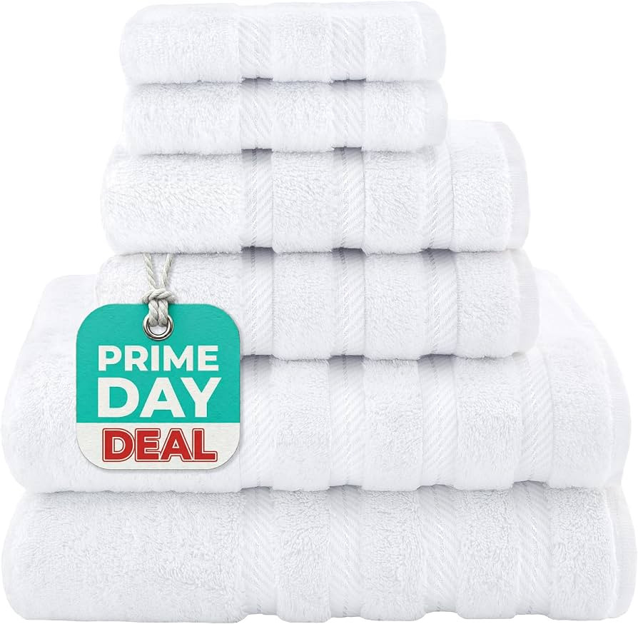 American Soft Linen Luxury 6 Piece Towel Set, 2 Bath Towels 2 Hand Towel 2 Washcloths, 600 GSM 10... | Amazon (US)