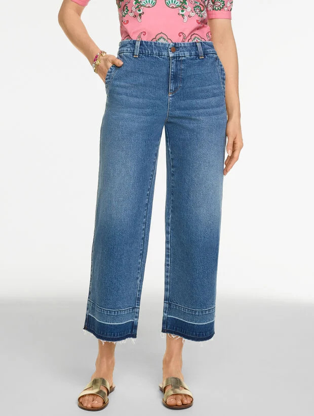 Wide Crop Drop Hem Jeans - Tillary Wash | Talbots