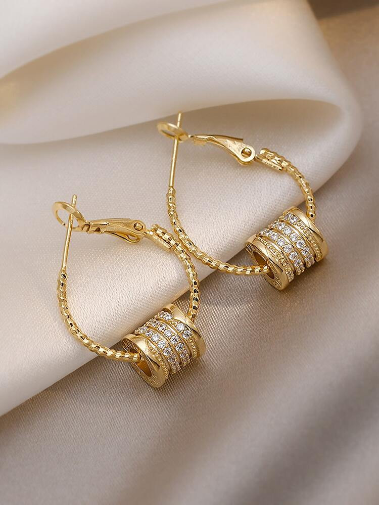 Rhinestone Decor Hoop Earrings | SHEIN