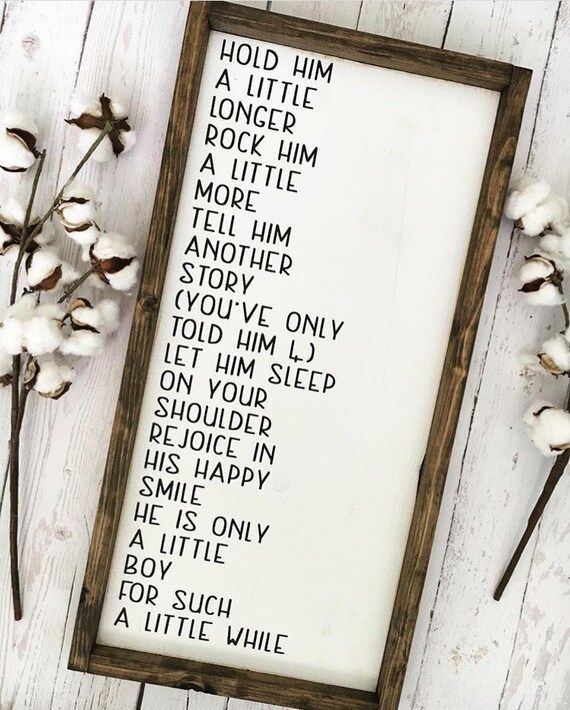 Hold Him a Little Longer Framed Wood Sign, Little Boy Sign, Little Boy Poem Sign, Framed Nursery ... | Etsy (US)