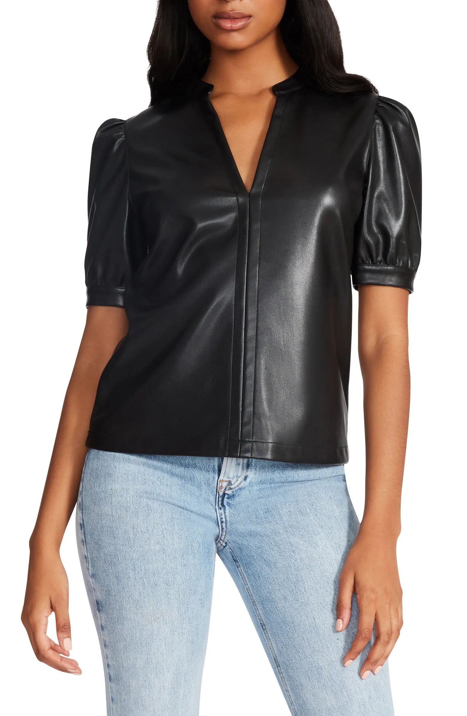Steve Madden Jane Puff Sleeve Faux Leather Top | Nordstrom | Nordstrom