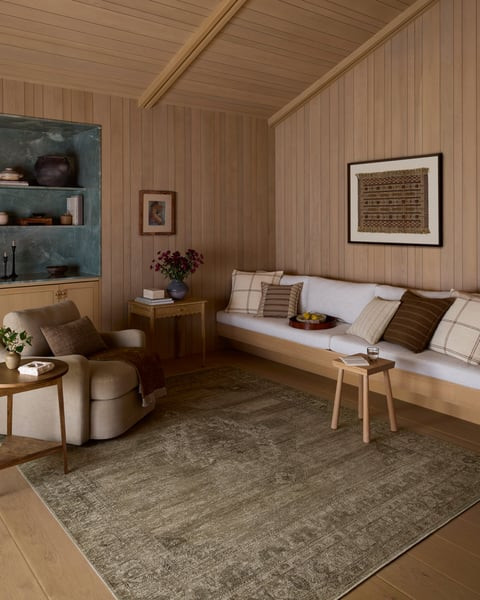 Cambria CBR-03 Sand/Olive Jute Printed Area Rug | Rugs Direct