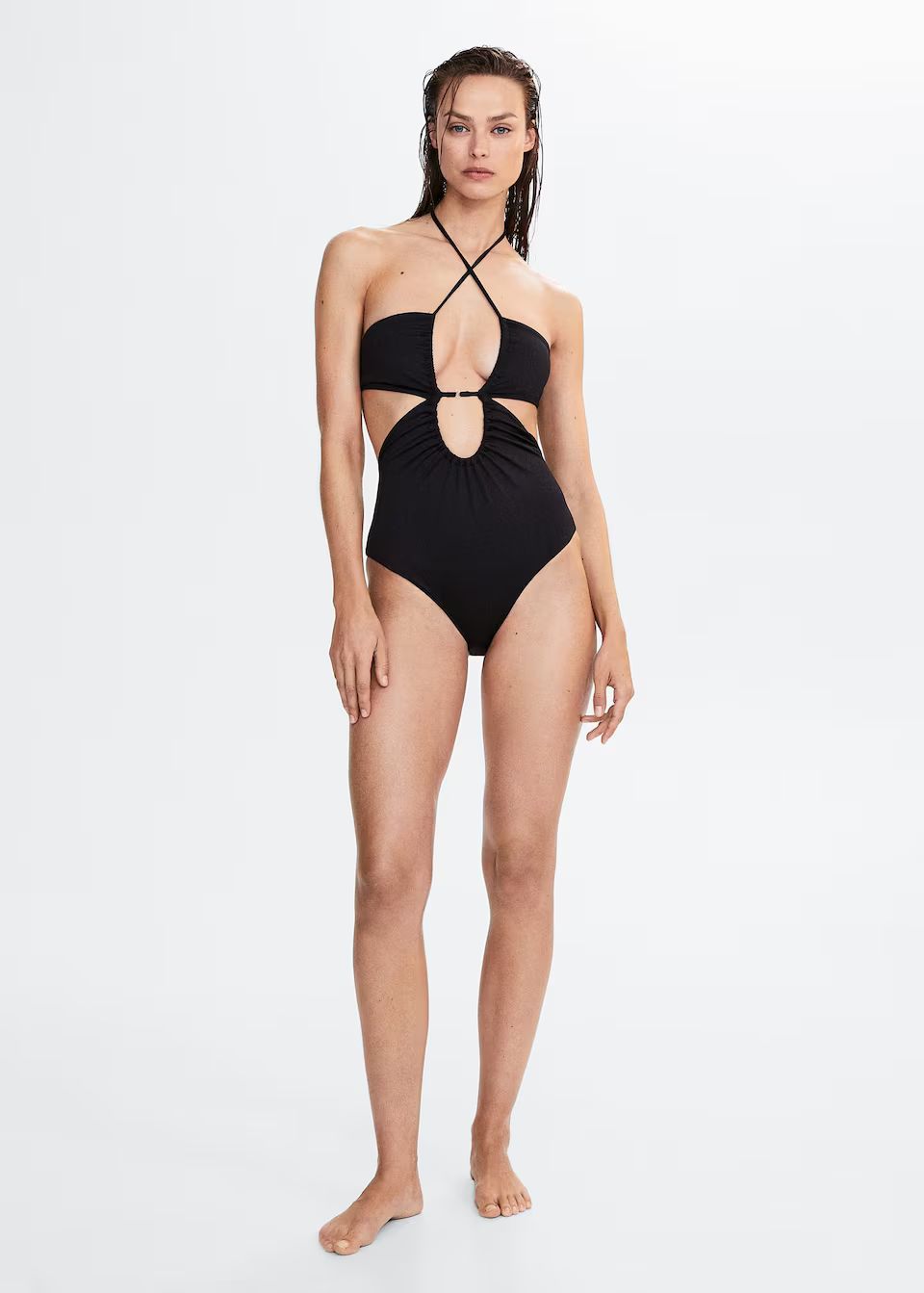 Cut-out swimsuit with crossed straps | MANGO (UK)