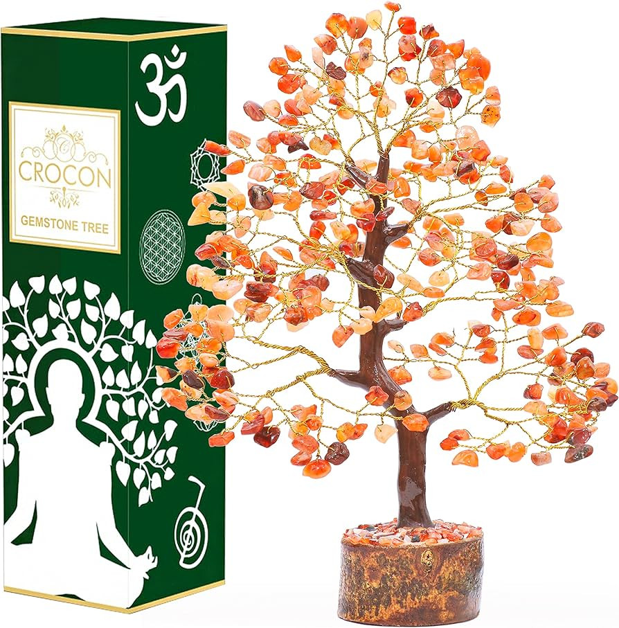 Carnelian Chakra Tree of Life - Crystal Tree for Positive Energy, Handmade Gemstone Tree - Feng S... | Amazon (US)