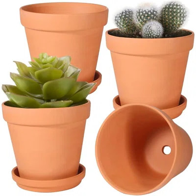 6 Inch Clay Pot for Plant with Saucer, with Tray, 4 Pack Terra Cotta Plant Pot with Drainage Hole | Wayfair Professional