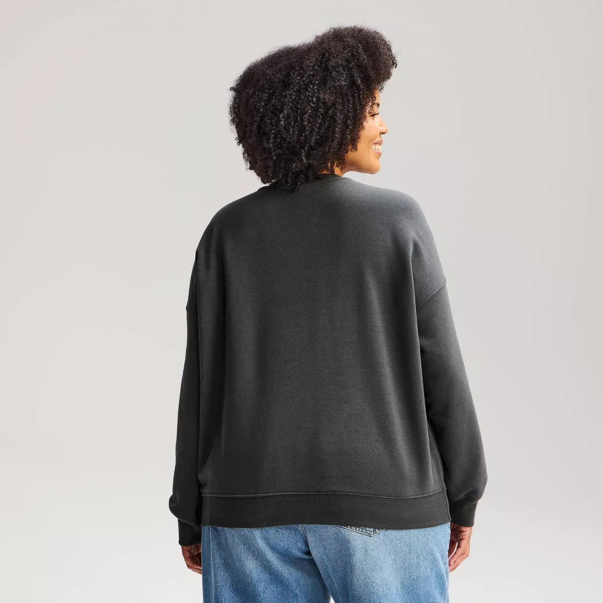 Women's Casper Fleece Crewneck Graphic Pullover Sweatshirt - Charcoal Gray 1X | Target