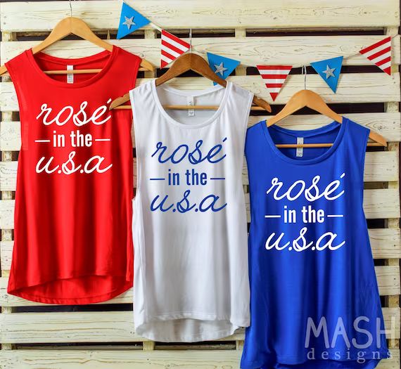 rose in the usa tank, 4th of july tank, 4th of july shirt, 4th of july muscle tank, Rosé in the ... | Etsy (US)