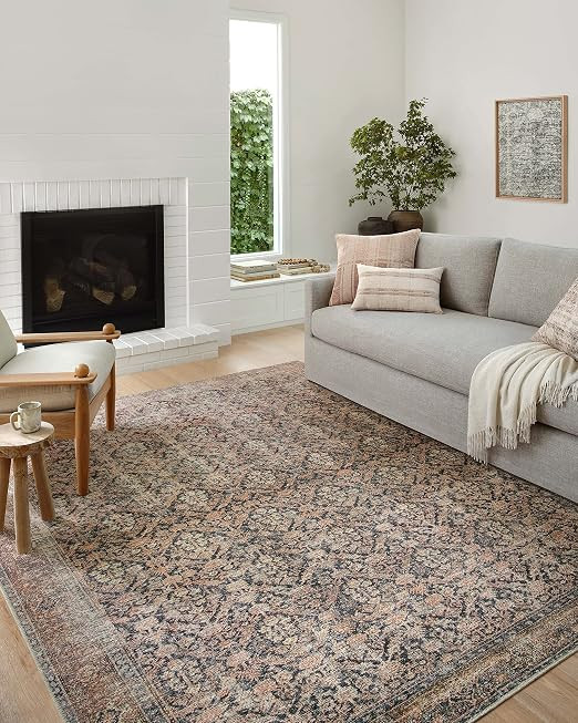 Amber Lewis x Loloi Billie Collection BIL-01 Ink / Salmon 7'-6" x 9'-6" Area Rug | Amazon (US)