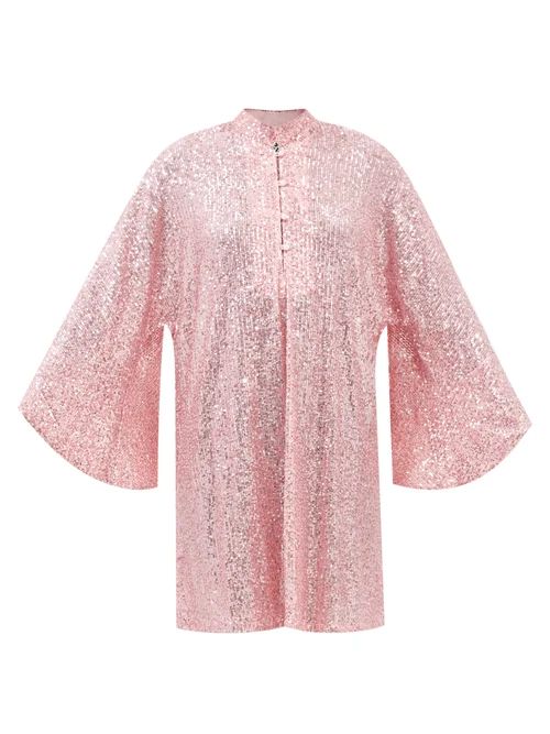 La Vie Style House - Sequinned Mesh Kaftan - Womens - Pink | Matches (US)