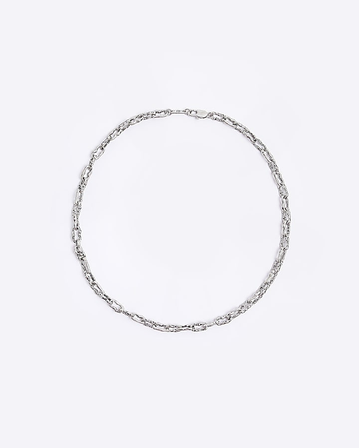 Silver colour oval chain link necklace | River Island (UK & IE)