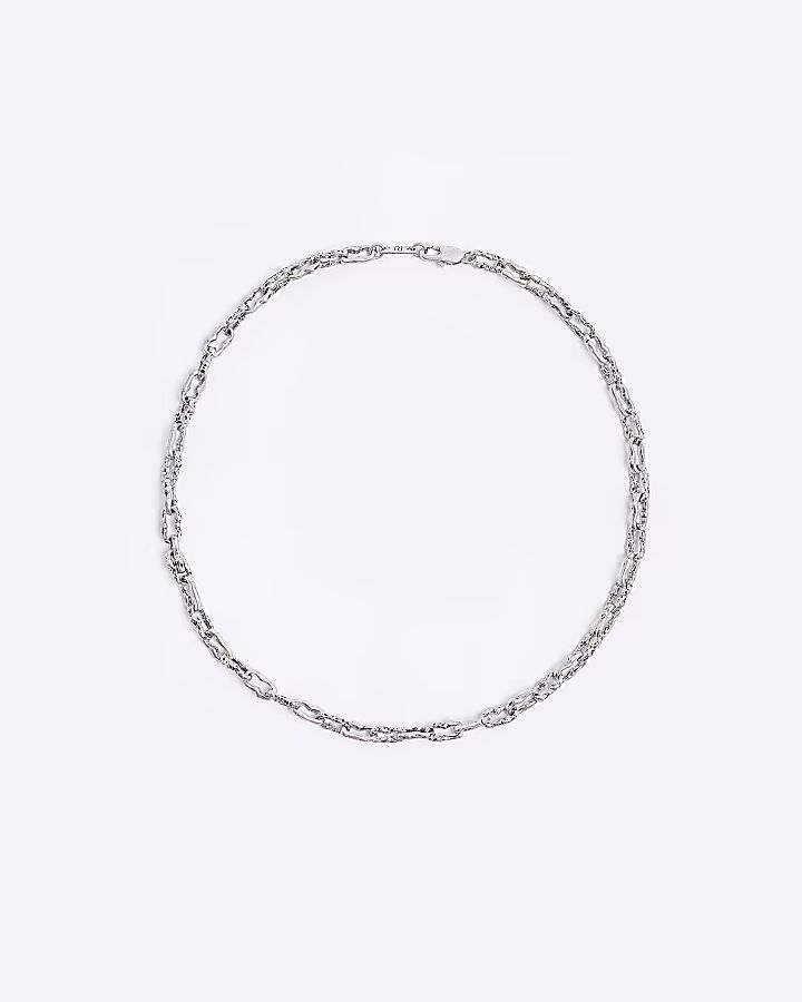 Silver colour oval chain link necklace | River Island (UK & IE)