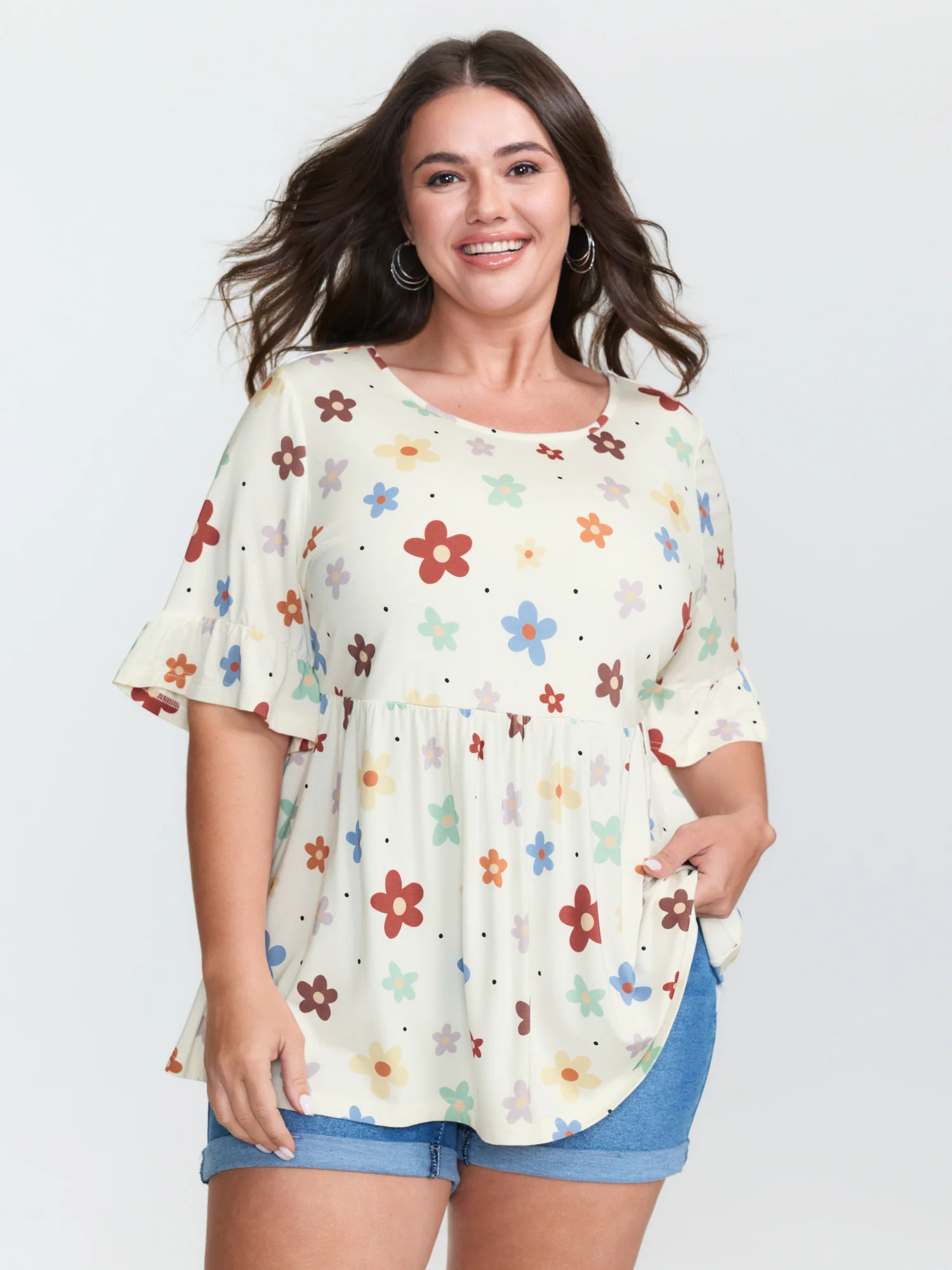 Floral Print Stretchy Knit Top | Bloomchic