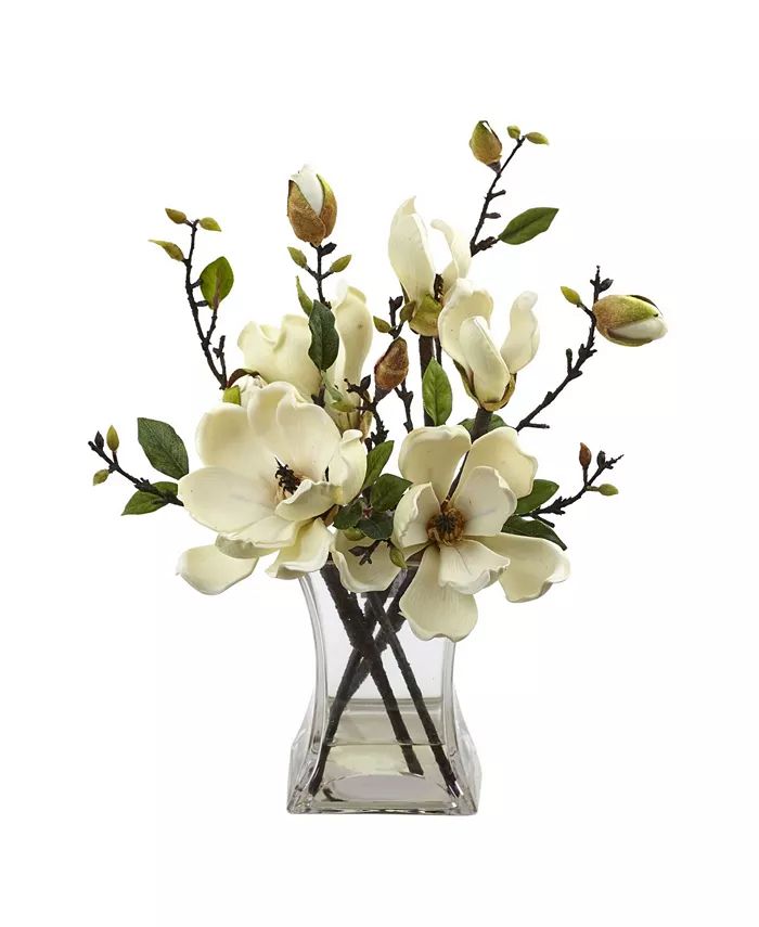 Nearly Natural Magnolia Arrangement with Vase - Macy's | Macys (US)