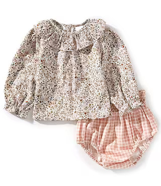 Edgehill Collection Baby Girls Check and Floral Diaper Set | Dillard's | Dillard's