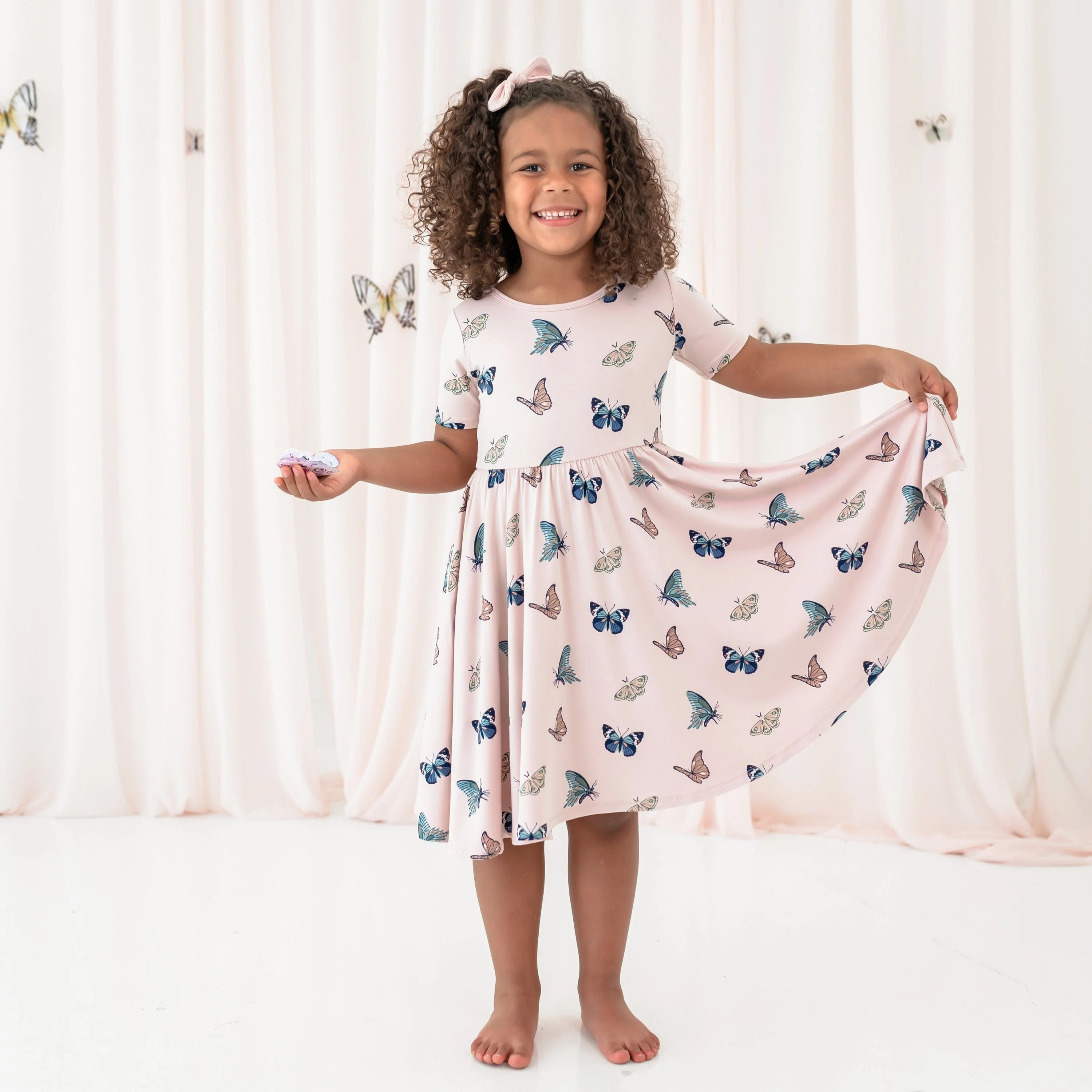 Twirl Dress in Blush Butterfly | Kyte Living