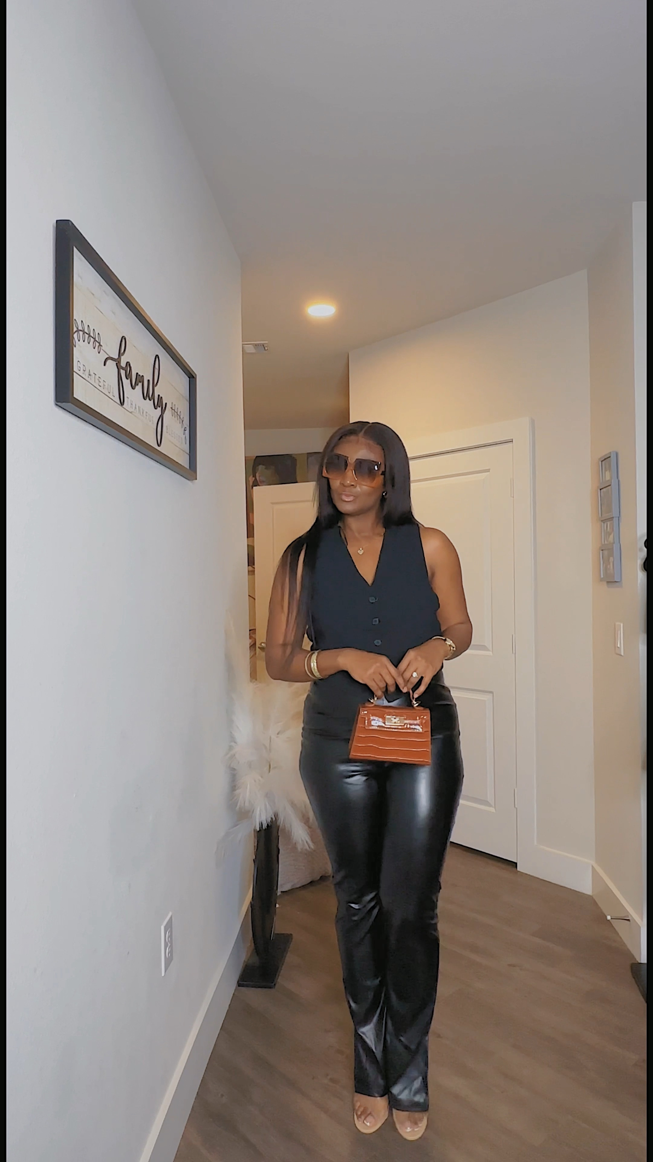 Spring vest and faux leather look. Splashes of cognac brown accessories and gold jewelry to look expensive!

#LTKU #LTKstyletip #LTKVideo