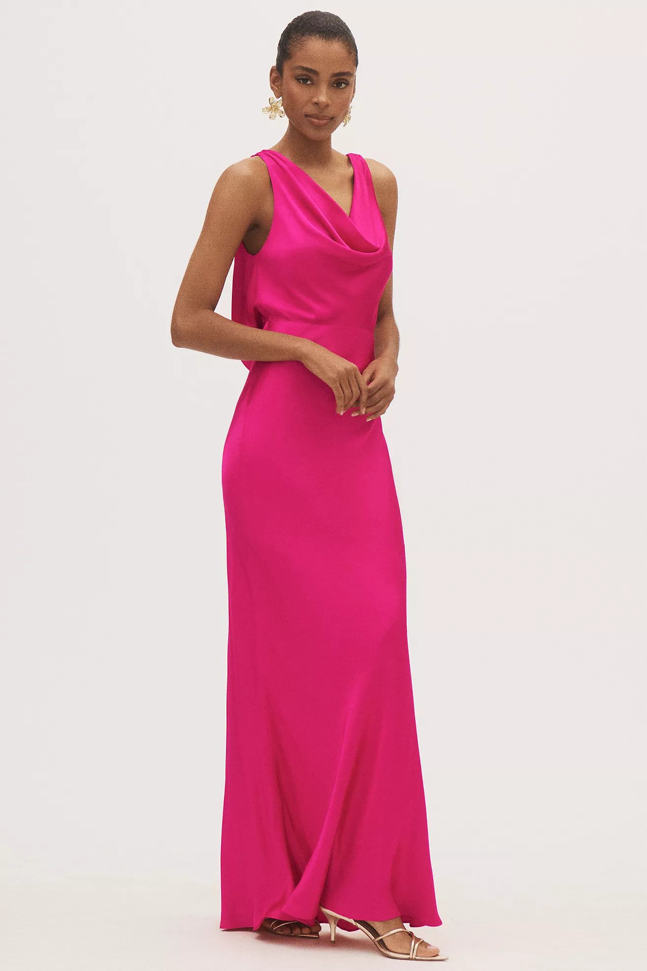 Mare Mare Satin Sleeveless Cowl-Neck Backless Maxi Dress | Anthropologie (US)