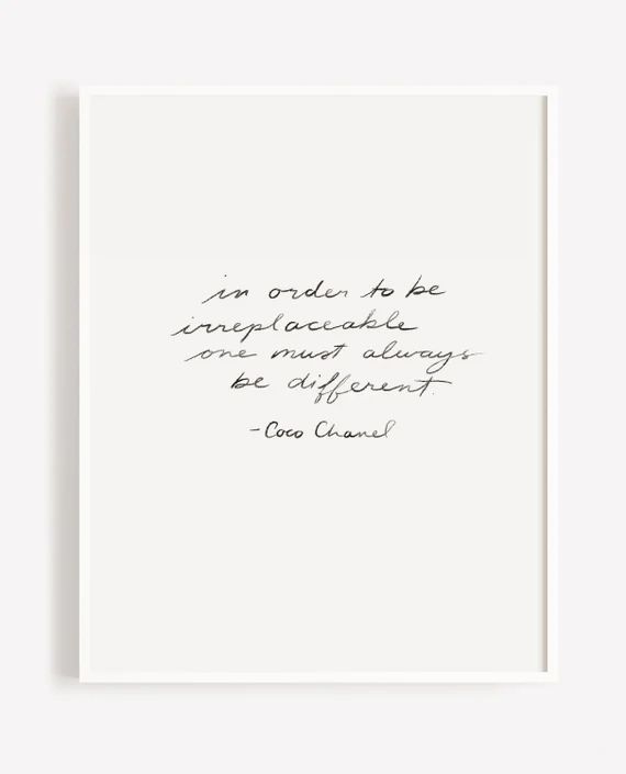 Irreplacable Quote - Coco Chanel | Etsy (CAD)