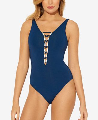 Lace Up One-Piece Swimsuit | Macys (US)