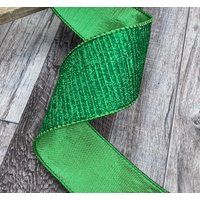 Green Ribbon, Pleated Metallic, Accent 2.5"" X 10 Yards, Designer Farrisilk, Wired Ribbon | Etsy (US)