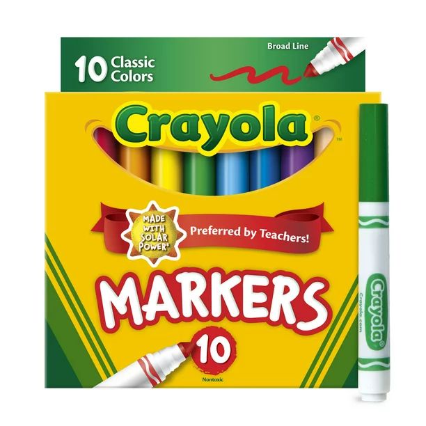 Crayola Classic Broad Line Markers, Art Supplies, Back to School Supplies, 10 Ct - Walmart.com | Walmart (US)