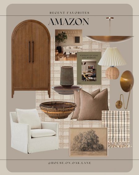 Amazon finds 

Arched cabinet brown linen pillows brass sconce modern light fixture slipcovered chair plaid blanket coffee table books earth tones brown green wicker basket bowl lamp mini shade tree sketch art vintage loomed rug 

#LTKhome #LTKstyletip #LTKsalealert