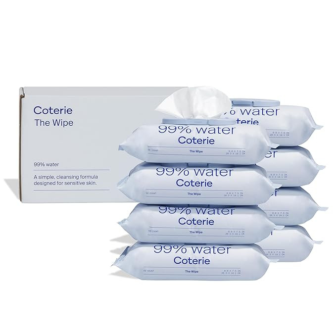 Coterie Baby Wipes, 8 Pack, 448 Count, Unscented Wipes, 99% Purified Water, Plastic-Free & Plant-... | Amazon (US)