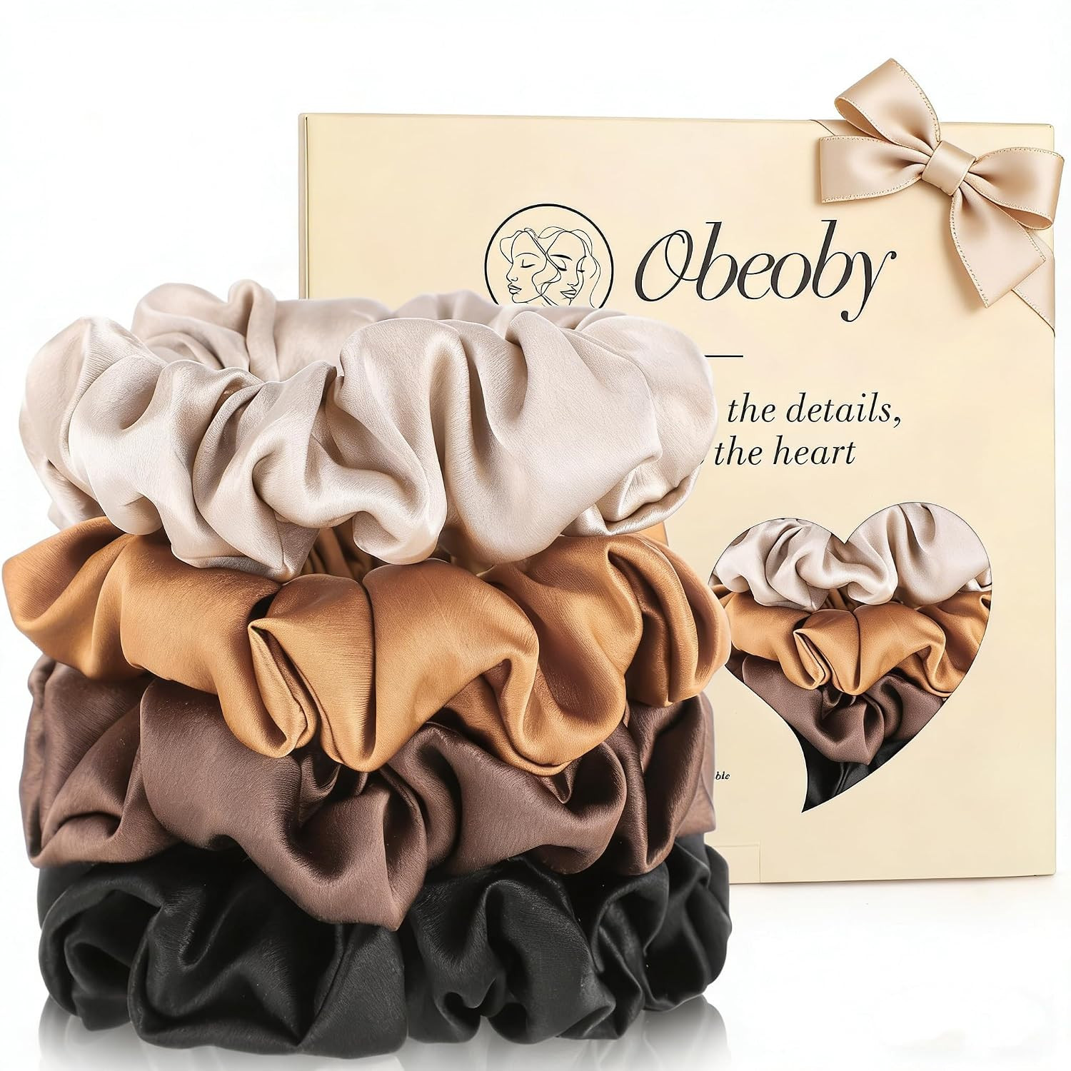 4 Pcs Mulberry Silk Scrunchies for Hair Sleep, No Damag Frizz Control | Amazon (US)